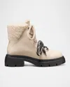 Stuart Weitzman Hudson Lite Lace Shearling-lined Leather Combat Boots In Neutral