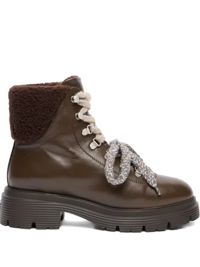 STUART WEITZMAN HUDSON LITE LACE-UP SHEARLING BOOTS