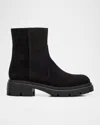 Stuart Weitzman Hudson Lite Suede Zip Ankle Boots In Black