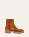Stuart Weitzman Hudson Lite Suede Zip Ankle Boots In Brown