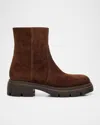 Stuart Weitzman Hudson Lite Suede Zip Ankle Boots In Brown