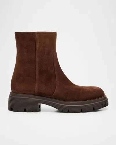 STUART WEITZMAN HUDSON LITE SUEDE ZIP ANKLE BOOTS
