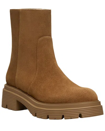 Stuart Weitzman Hudson Lite Zip Suede Bootie In Brown