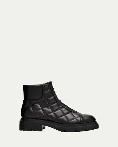 Stuart Weitzman Hudson Quilted Leather Hiker Booties In Black