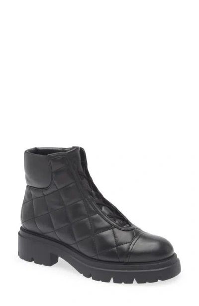 Stuart Weitzman Hudson Quilted Lug Sole Bootie In Black