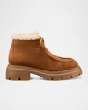 Stuart Weitzman Hudson Shearling-lined Suede Chukka Booties In Brown