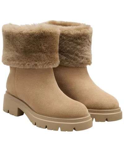 Stuart Weitzman Hudson Suede & Shearling Bootie In Brown