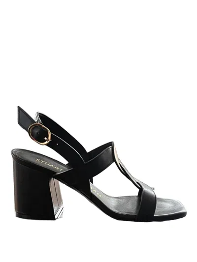 Stuart Weitzman Ibiza Sandal Woven Wide Heel In Black