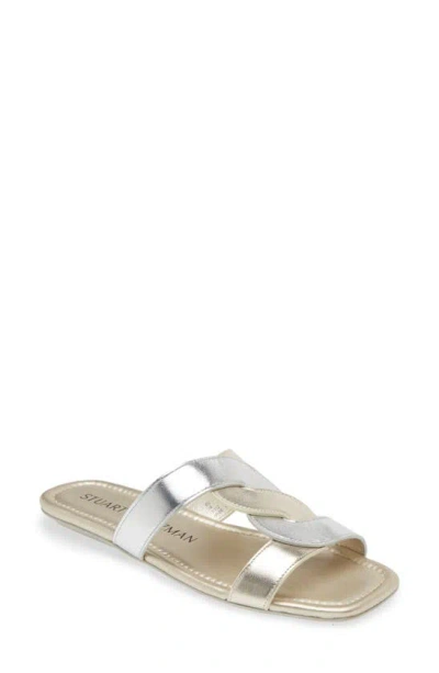 Stuart Weitzman Ibiza Slide Sandal In Silver/light Gold/light Gold