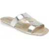 Stuart Weitzman Ibiza Slide Sandal In Silver/light Gold