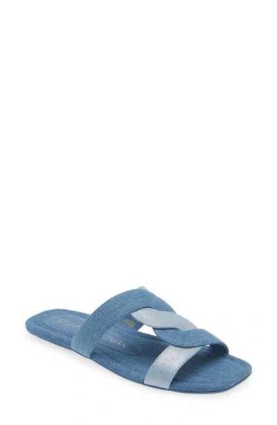 Stuart Weitzman Ibiza Slide Sandal In Washed/ Silver