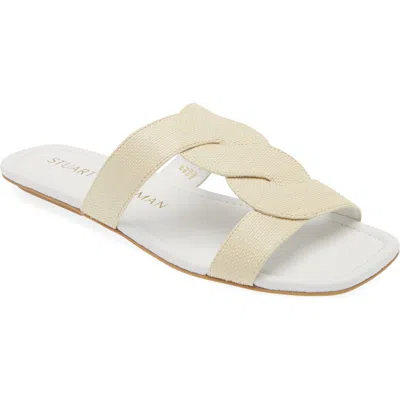 Stuart Weitzman Ibiza Slide Sandal In White/natural