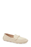 Stuart Weitzman Imitation Pearl Driving Loafer In White