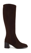 Stuart Weitzman Suede Block-heel Knee Boots In Walnut
