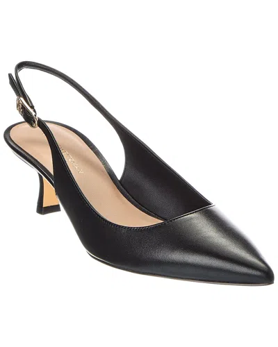 Stuart Weitzman Isla 50 Leather Slingback Pump In Black