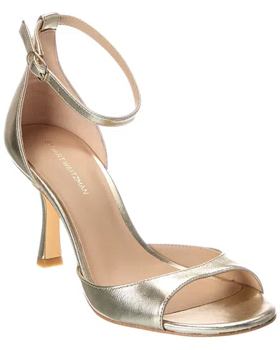 Stuart Weitzman Isla 75 Leather Sandal In Gold