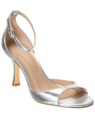 Stuart Weitzman Isla 75 Leather Sandal In Silver