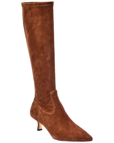 Stuart Weitzman Isla Zip Suede Knee-high Boot In Animal Print