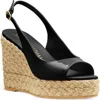 Stuart Weitzman Island Espadrille Wedge Sandal In Black/natural