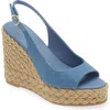 Stuart Weitzman Island Espadrille Wedge Sandal In Washed/natural/vintage Denim