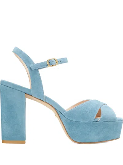 Stuart Weitzman Ivona Crossover Platform Sandals In Blue
