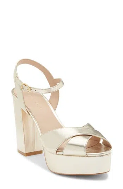 Stuart Weitzman Dayna Ankle Strap Platform Sandal In Gold