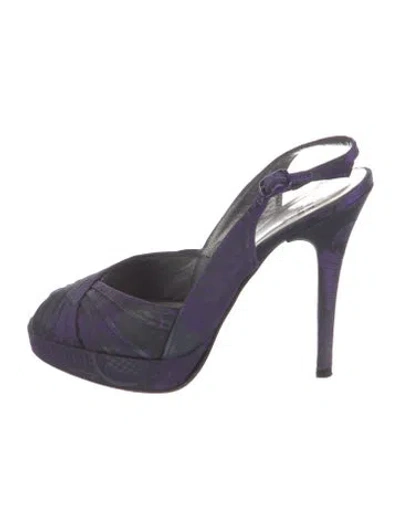 Pre-owned Stuart Weitzman Jacquard Slingback Pumps In Purple