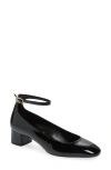 Stuart Weitzman Jane Patent Ankle-strap Ballerina Pumps In Black