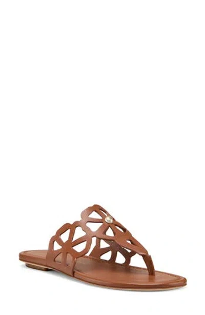 Stuart Weitzman Jasmine Leather Cutout Thong Sandals In Brown