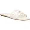 Stuart Weitzman Jasmine Leather Cutout Flat Slide Sandals In White