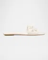 Stuart Weitzman Jasmine Leather Cutout Flat Slide Sandals In White