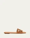 Stuart Weitzman Jasmine Leather Cutout Flat Slide Sandals In Brown