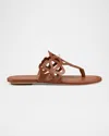 Stuart Weitzman Jasmine Leather Cutout Thong Sandals