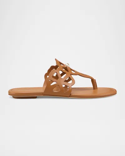 STUART WEITZMAN JASMINE LEATHER CUTOUT THONG SANDALS