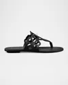 Stuart Weitzman Jasmine Leather Cutout Thong Sandals