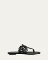 Stuart Weitzman Jasmine Leather Cutout Thong Sandals In Black