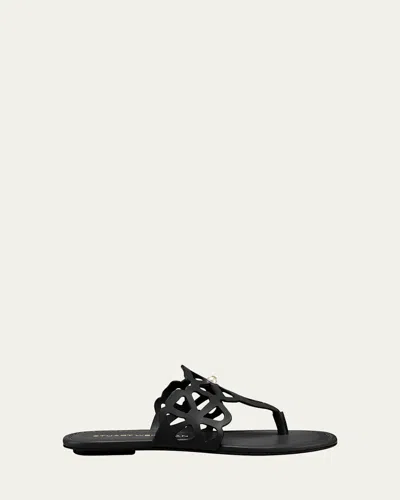 STUART WEITZMAN JASMINE LEATHER CUTOUT THONG SANDALS