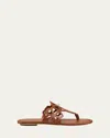 Stuart Weitzman Jasmine Leather Cutout Thong Sandals In Brown