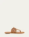 Stuart Weitzman Jasmine Leather Cutout Thong Sandals In Brown