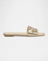 Stuart Weitzman Jasmine Metallic Cutout Flat Slide Sandals