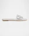 Stuart Weitzman Jasmine Metallic Cutout Flat Slide Sandals