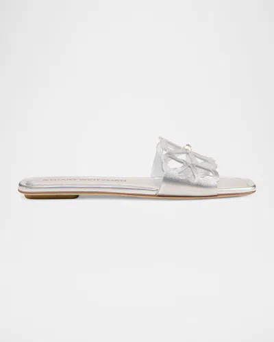 Stuart Weitzman Jasmine Metallic Cutout Flat Slide Sandals