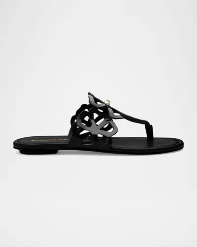 STUART WEITZMAN JASMINE PATENT CUTOUT THONG SANDALS