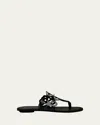 Stuart Weitzman Jasmine Patent Cutout Thong Sandals In Black