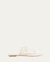 Stuart Weitzman Jasmine Patent Cutout Thong Sandals In White