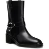 Stuart Weitzman Jax Harness Leather Moto Booties In Black