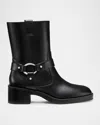 Stuart Weitzman Jax Harness Leather Moto Booties In Black