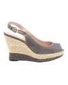 Stuart Weitzman Jean Peeptoe Cork Wedge In Silver Glitter Leather In Silver