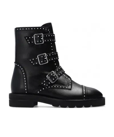 Stuart Weitzman Jesse Lift Studded Ankle Boots In Black