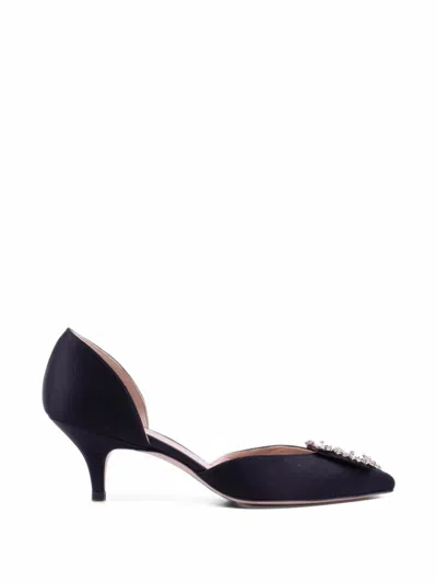 Stuart Weitzman Jewel-embellished Satin Pumps In Blue